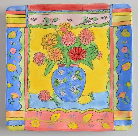 Floral Brights Square Dessert Plate