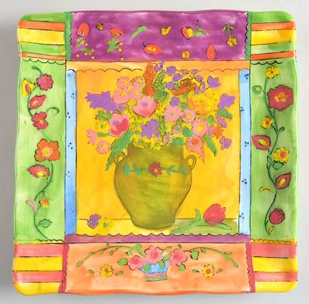Floral Brights Square Dessert Plate
