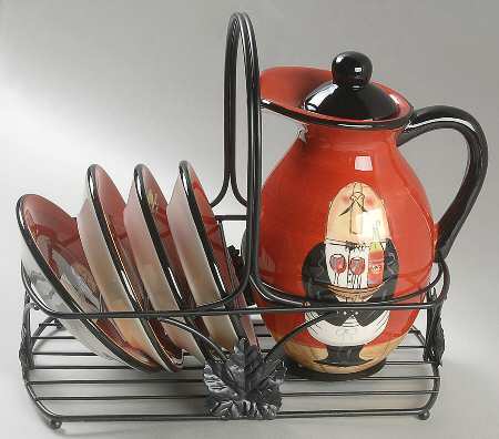 Waiters (7 Pc) Oil Set (Oil&Lid,4 Motif Dip & Metal Std)