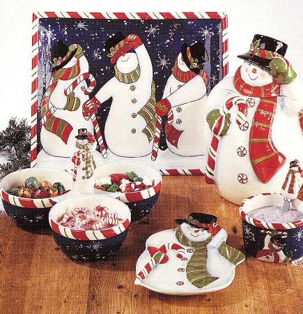 Peppermint Snowman 3 Section Server