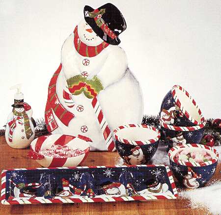 Peppermint Snowman 18" Snowman Platter