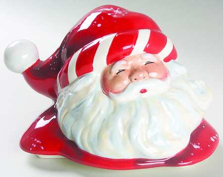 Peppermint Santa Lid for Figural Cookie Jar