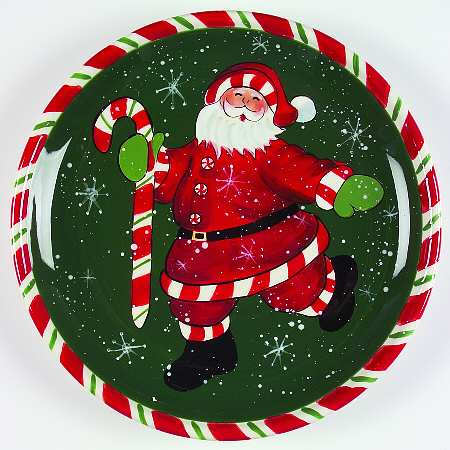 Peppermint Santa Service Plate (Charger)