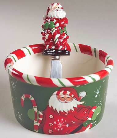 Peppermint Santa Dip Bowl & Spreader Set