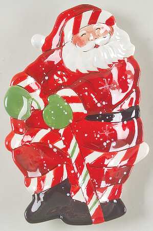 Peppermint Santa Figural Candy Plate