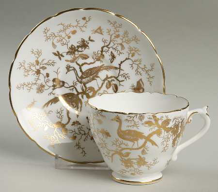 Cairo Gold on White (Non Embossed) Footed Cup & Saucer Set