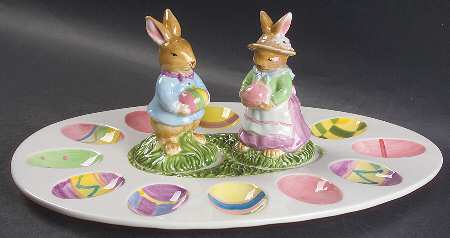 Bunny Blossoms Deviled Egg Plate with Salt and Pepper