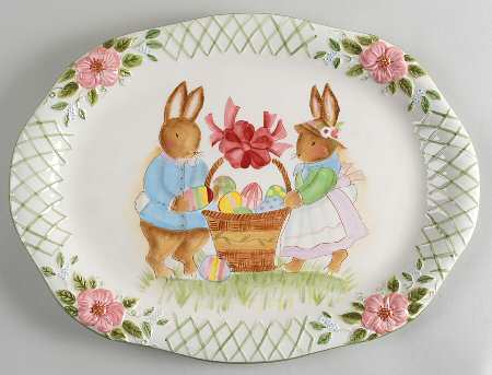 Bunny Blossoms 16" Oval Serving Platter