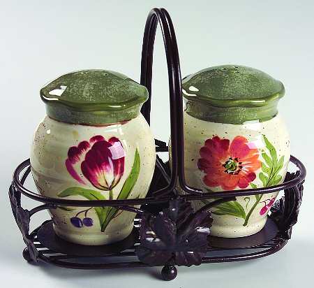 Bouquet Salt & Pepper w/Metal Stand