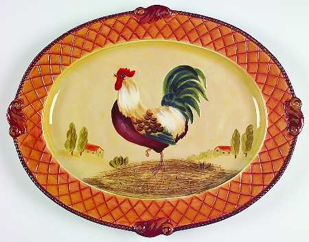 Tuscan Rooster 20" Oval Serving Platter