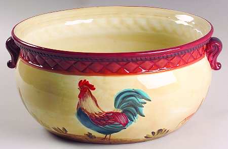 Tuscan Rooster 11" Large Salad Serving Bowl