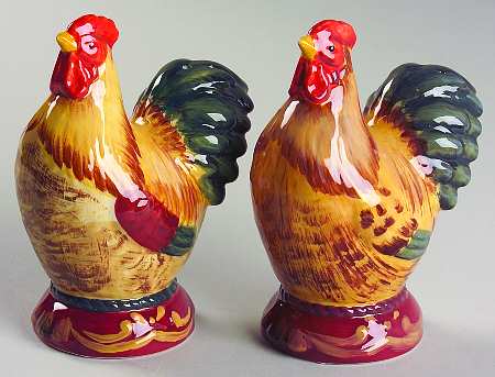 Tuscan Rooster Figural Salt & Pepper Set