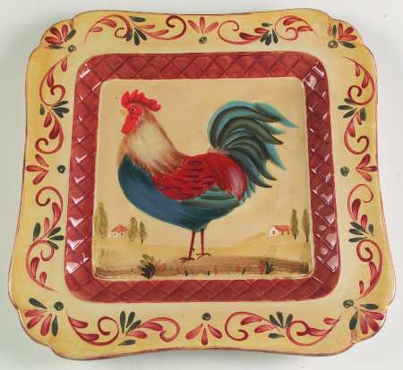 Tuscan Rooster 15" Square Serving Platter by Certified International