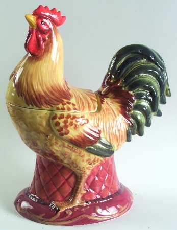 Tuscan Rooster Figural Cookie Jar & Lid