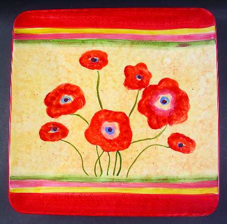 Poppies 13" Square Serving Platter
