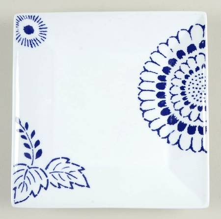 Whiteware Blue Floral Salad Plate
