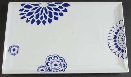 Whiteware Blue Floral 15" Rectangular Serving Platter