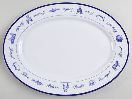 Whiteware Blue Poulet 16" Oval Serving Platter