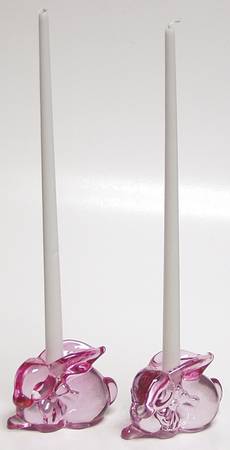 Easter Glass Bunny Taper Candle Holder - Set of 2