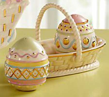 Easter Figural Salt and Pepper Tray Set