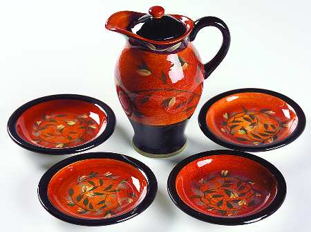 Avalon Oil Jar/Cruet with Lid and 4 Dip Bowls