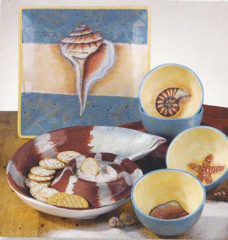 Coastal Blues 1 Piece Figural Chip and Dip