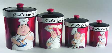 A la Carte Chefs (4 Piece) Canister Set (Box Set)