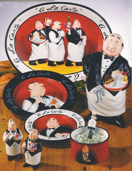 A la Carte Waiters Figural Cookie Jar & Lid