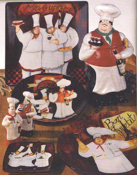 Cafe Chefs Figural Cookie Jar & Lid