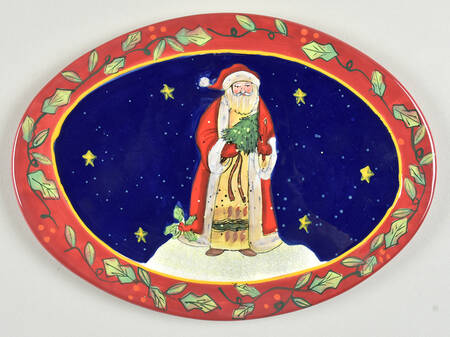 Victorian Santa Oval Cheese Plate