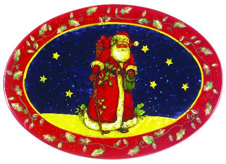 Victorian Santa Oval Cheese Plate