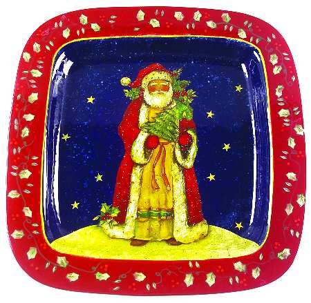 Victorian Santa 16" Square Serving Platter