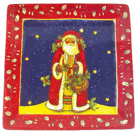 Victorian Santa 13" Square Serving Platter