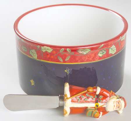 Victorian Santa Dip Bowl & Spreader Set