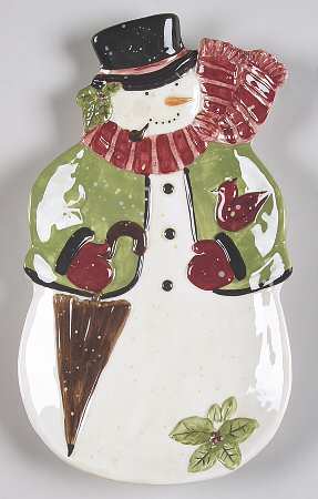 Victorian Snowman Figural Candy Plate