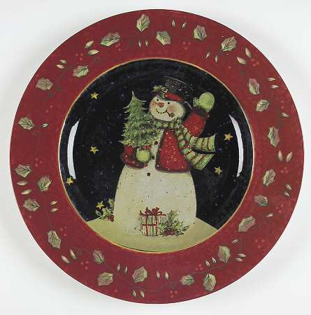 Victorian Snowman 16" Chop Plate (Round Platter)