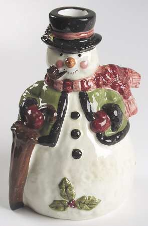 Victorian Snowman Figural Candlestick