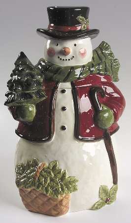 Victorian Snowman Figural Cookie Jar & Lid