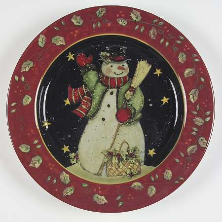 Victorian Snowman Dinner Plate