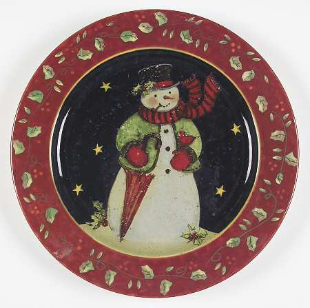 Victorian Snowman Service Plate (Charger)