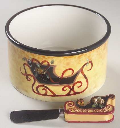 Ribbons & Bells Dip Bowl & Spreader Set