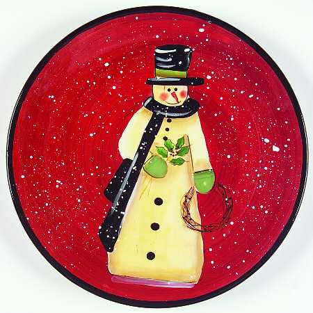 Folk Snowman Dessert/Pie Plate