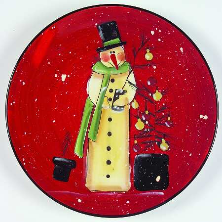 Folk Snowman Dessert/Pie Plate