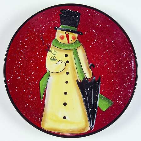 Folk Snowman Dessert/Pie Plate
