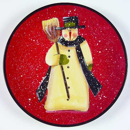 Folk Snowman Dessert/Pie Plate