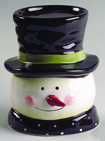 Folk Snowman 5" Pillar Candleholder