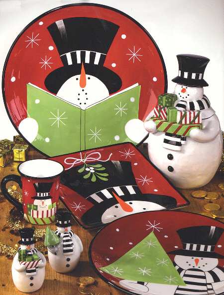 Holiday Snowman Figural Cookie Jar & Lid