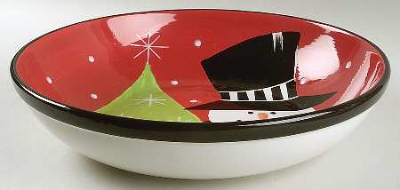 Holiday Snowman 13" Pasta Serving Bowl