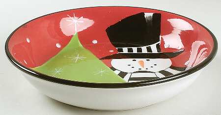 Holiday Snowman 9" Individual Pasta Bowl