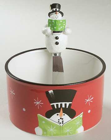 Holiday Snowman Dip Bowl & Spreader Set